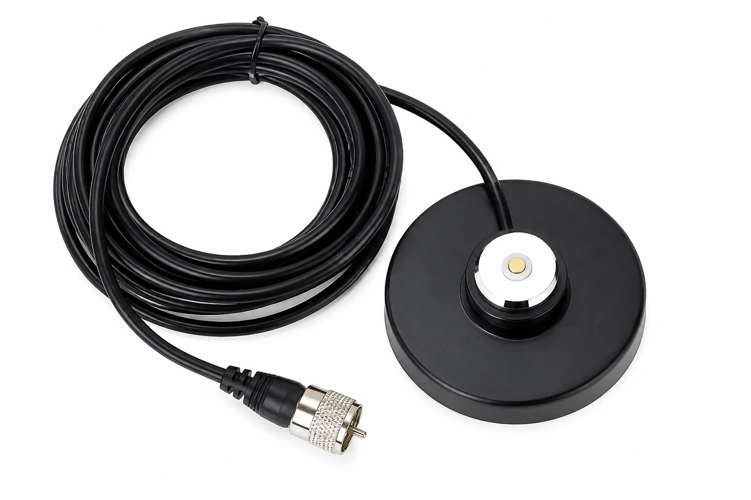 Base Magnética NMO con Cable Coaxial RG58 de 5 Metros y Conector PL-259